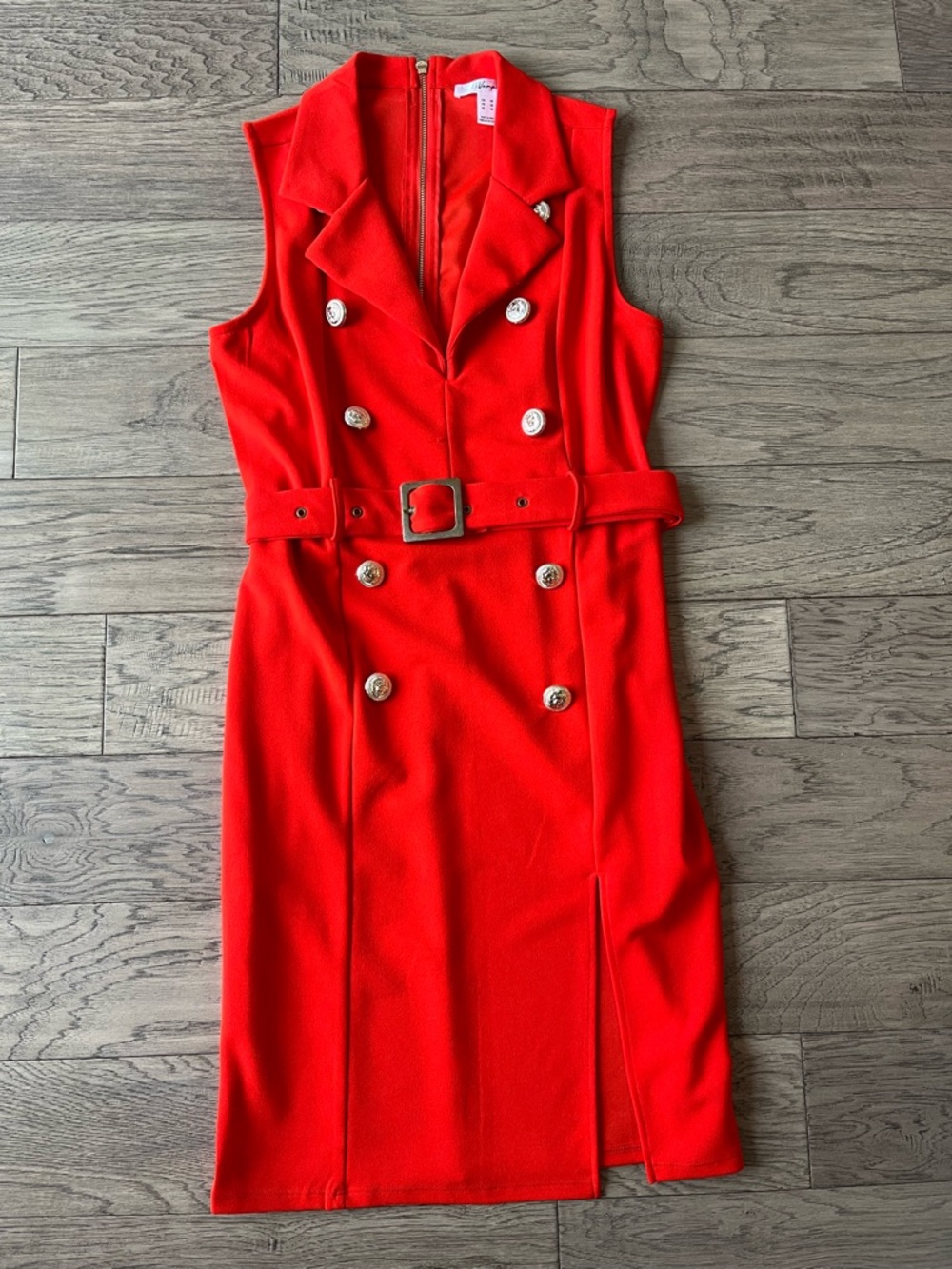 Sleeveless Belted Midi Dress in Orange Size Medium - Picture 2 of 8